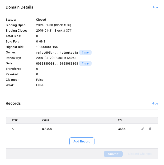 Name Management Screen